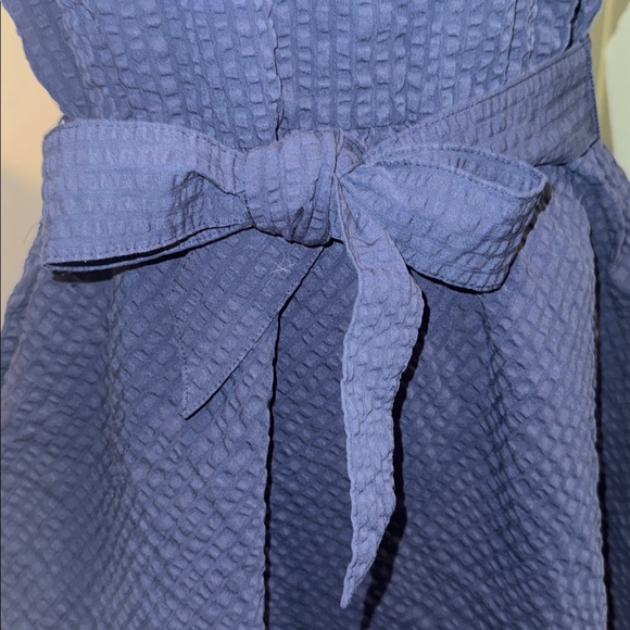Brooks Brothers Navy Textured Short Sleeve Belted Dress - Picture 8 of 14